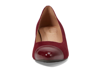 Cole Haan Women's The Go-to Block Heel Pump (45 MM), Black Cherry Suede/Patent Leather, 9