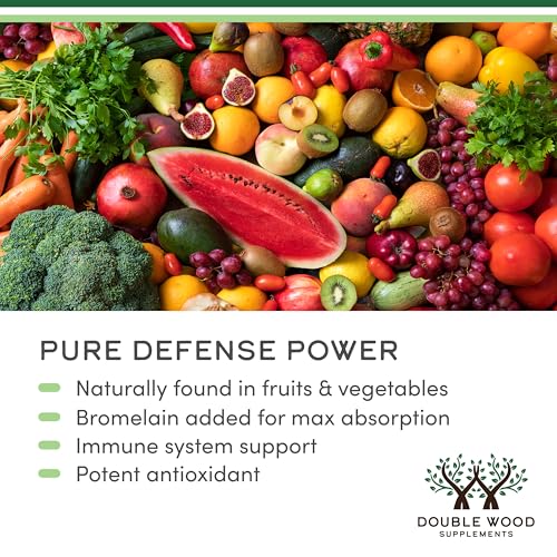 Quercetin with Bromelain - 120 Count (1,200mg Servings) Immune Health Capsules - Supports Healthy Immune Functions in Men and Women (Vegan Safe, Third Party Tested, Gluten Free) by Double Wood