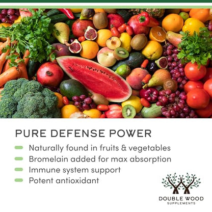 Quercetin with Bromelain - 120 Count (1,200mg Servings) Immune Health Capsules - Supports Healthy Immune Functions in Men and Women (Vegan Safe, Third Party Tested, Gluten Free) by Double Wood