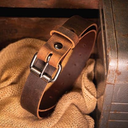 Men's Genuine Buffalo Leather Belt, 1 1/2" width, Handmade in the USA, By Amish