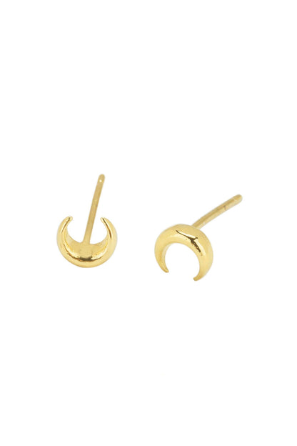 Dainty Gold Moon Stud Earrings Handmade by Katie Dean Jewelry