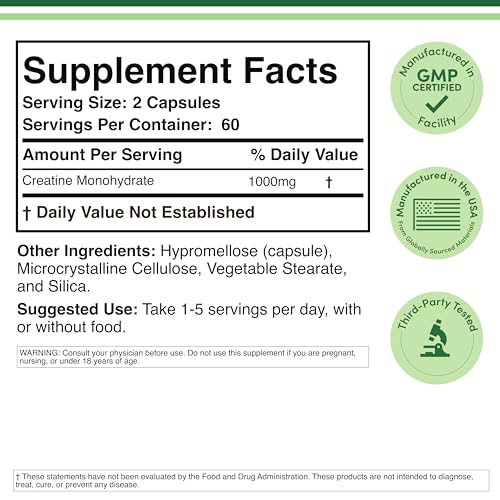 Creatine Monohydrate Gummies - 1g per Serving, 120 Count - No Fillers, Vegan Safe, Non-GMO, Gluten Free by Double Wood
