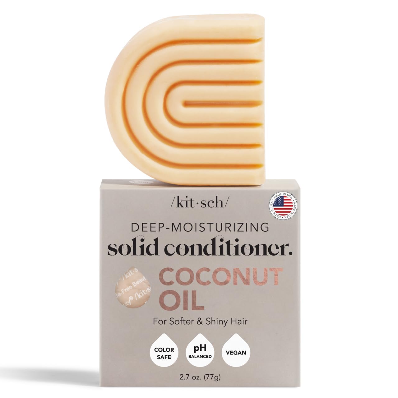 Kitsch Castor Oil Shampoo Bar & Coconut Oil Conditioner Bar – Nourishing Shampoo and Conditioner Set for Dry, Damaged Hair – Strengthening Hair Care, Hydrating & Deep-Moisturizing - 2pc set