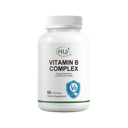 HUJ Vitamin B Complex - B Vitamins Supplement to Support Energy Metabolism, Cardiovascular Health - 60 Capsules