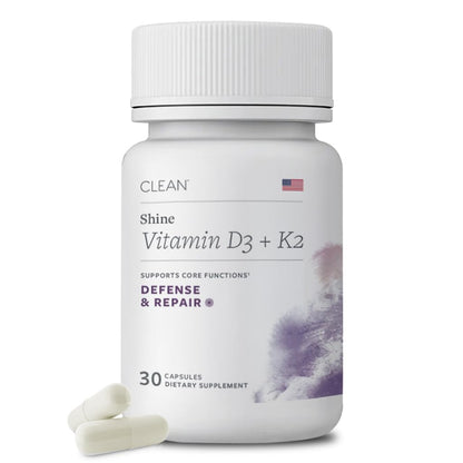Clean Program Vitamin D3 K2 - Vegan D3 Plus K2 Capsules for Bone Health, Mood & Immune Support, Non-GMO, Gluten-Free, Soy & Dairy-Free, Rapid Vitamin Replenishment, 30 Count