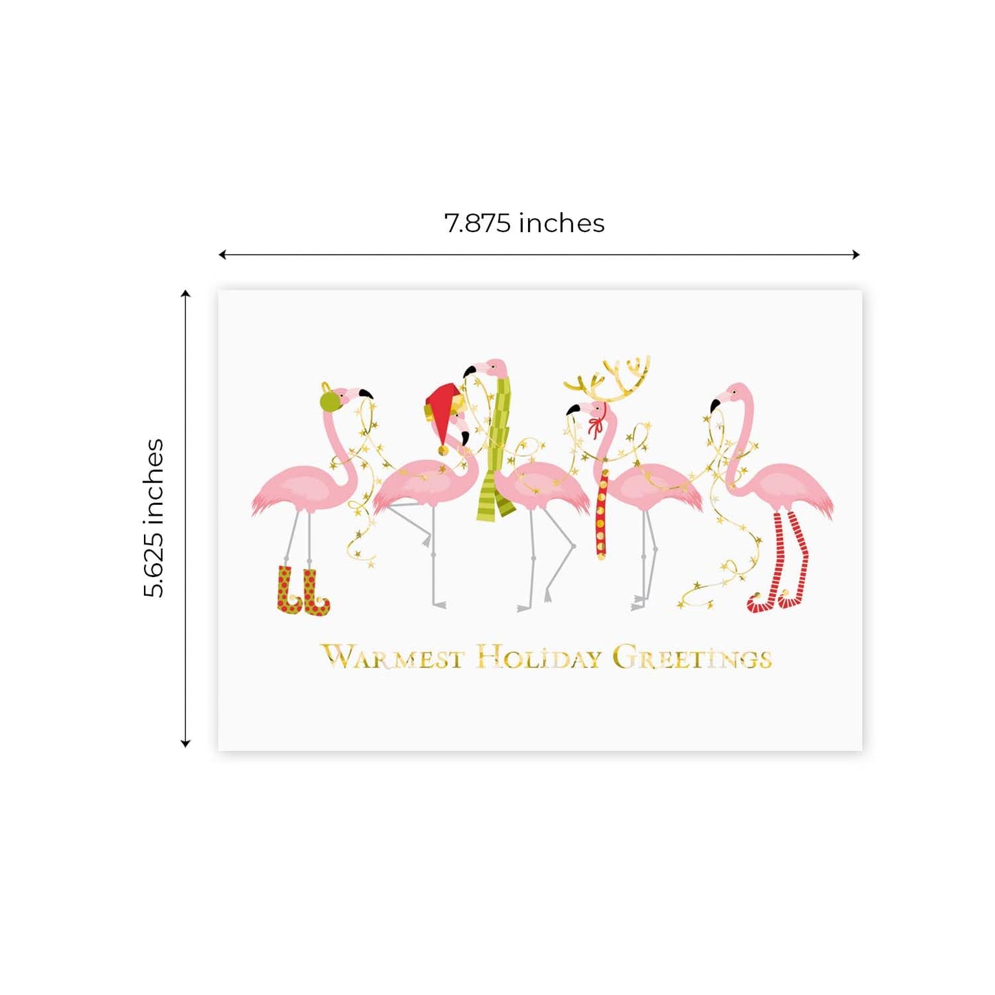 Canopy Street Masterpiece Fashion Flamingos Christmas Cards / 16 Holiday Card Set With Gold Foil And White Envelopes / 5 5/8" x 7 7/8" Winter Greeting Cards With Inside Verse/Made In The USA