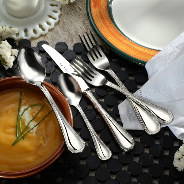 Liberty Tabletop Pearl 45-piece 18/10 Flatware Set Service for 8, Includes Serving Pieces Silverware Made in USA