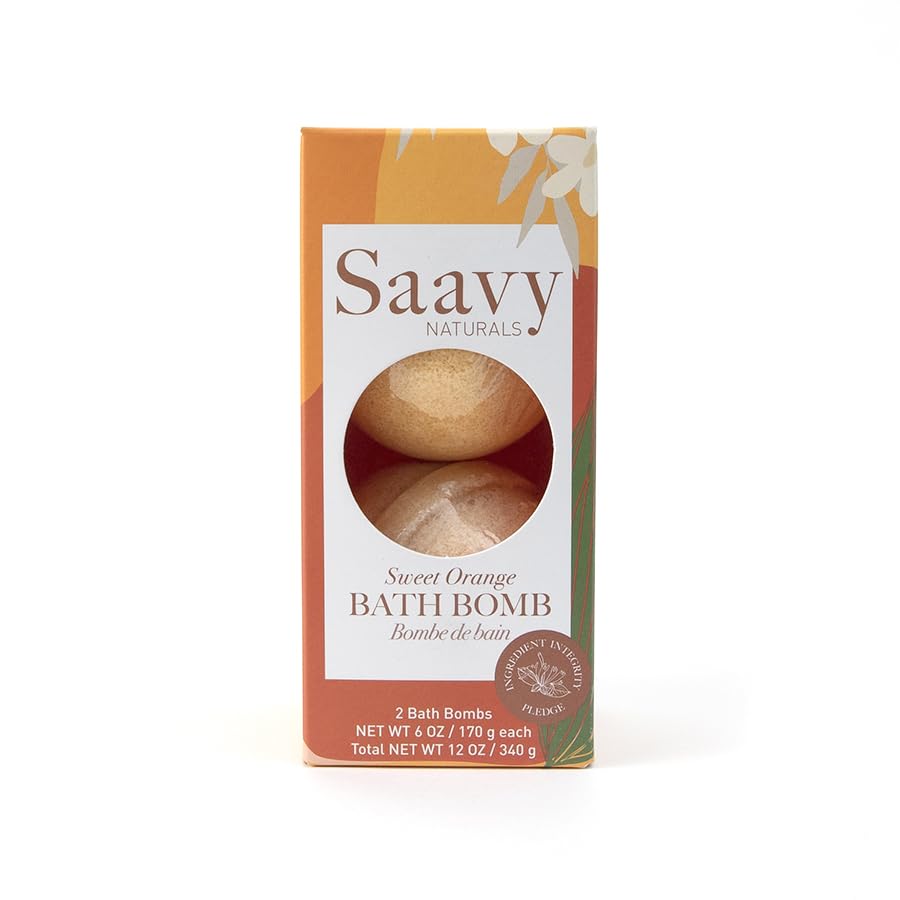 Bath Bombs Saavy Naturals - Clean, Plant Based Ingredients- Made in USA| Organic Bath Bombs 2 Pack Gentle Moisturizig Formula, Foaming Fizz Bubbles, Gift for Women and Kids, 6 Oz Each, 2 Pack