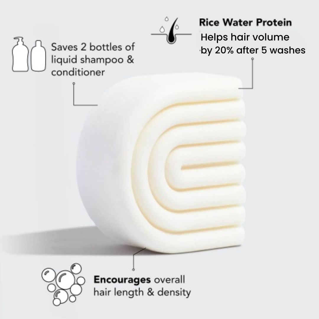 Kitsch Rice Water Hair Conditioner Bar - Soap Bar for Hair Care - Conditioner for Women and Men - Moisturizing & Strengthening for All Hair Types - Sulfate-Free, Paraben-Free - Made in USA - 2.7oz