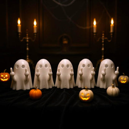 Colonial Depot Finger Flip Off Ghost Figurines, 5 Pack, Funny Halloween Decor Gag Gift, Made in USA