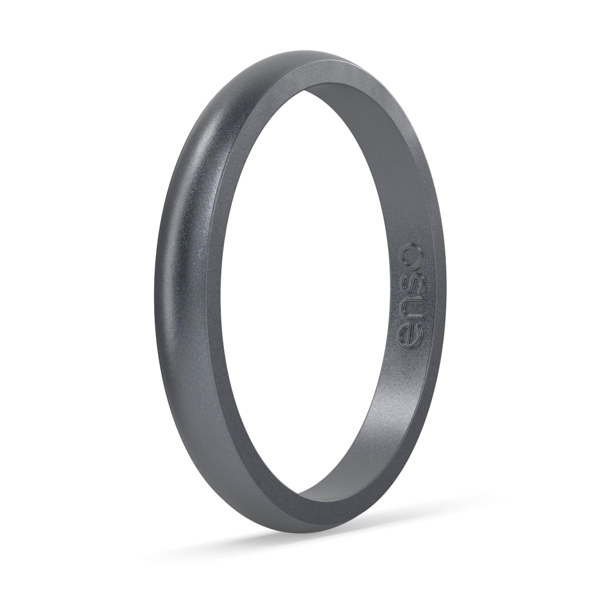Enso Rings Halo Elements Silicone Ring – Stackable Wedding Engagement Band – Thin Minimalist Band – 2.54mm Wide, 1.5mm Thick (Gunmetal-Colored)
