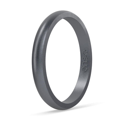 Enso Rings Halo Elements Silicone Ring – Stackable Wedding Engagement Band – Thin Minimalist Band – 2.54mm Wide, 1.5mm Thick (Gunmetal-Colored)