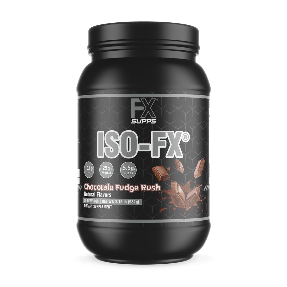 FXSUPPS Iso-Fx Whey Isolate Protein Powder Chocolate Flavored Drink | Low Carb with BCAAs | Post Workout Recovery Supplement Mix for Men and Women | Boosts Strength and Muscle Growth (2 Pounds)