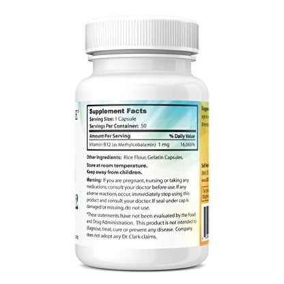 Dr. Clark Vitamin B12 Supplement, 1mg, 50 Gelatin Capsules