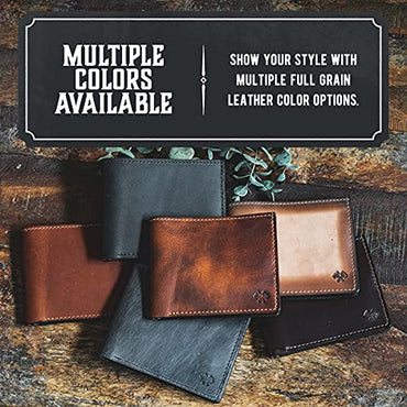 Main Street Forge Bifold Leather Wallet For Men | Made in USA | Mens Bifold Wallets | American Made | Midnight Black