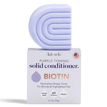 Kitsch Toning Purple Conditioner For Blondes & Color Treated Hair - Conditioner Bar For Women & Men - With Biotin for Strengthening & Neutralizing Brassy Tones - Vegan, Silicone & Sulfate Free - 2.7oz
