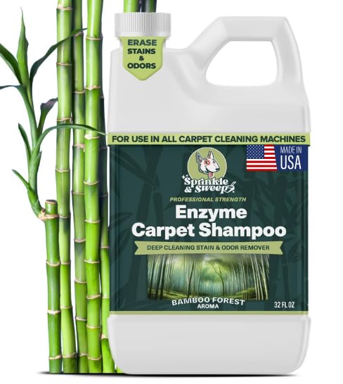 Sprinkle & Sweep Enzyme Carpet Cleaner - Enzyme Carpet Shampoo (32oz) - Carpet Cleaner Solution to Eliminate Tough Stains & Neutralize Odors - Removes Dog, Cat, All Pets Urine- Use with All Machines