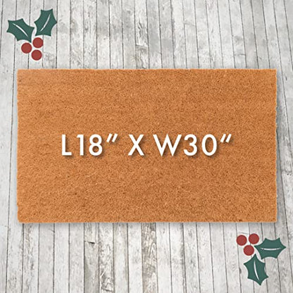 COCO MATS 'N MORE Christmas Mats Made in USA - Boho Christmas Trees (18L x 30W) | Coir Doormat Holiday Decorations Vinyl Backed Rugs for Front Door Sustainable Non Slip Entryway Doormats Patio Mat