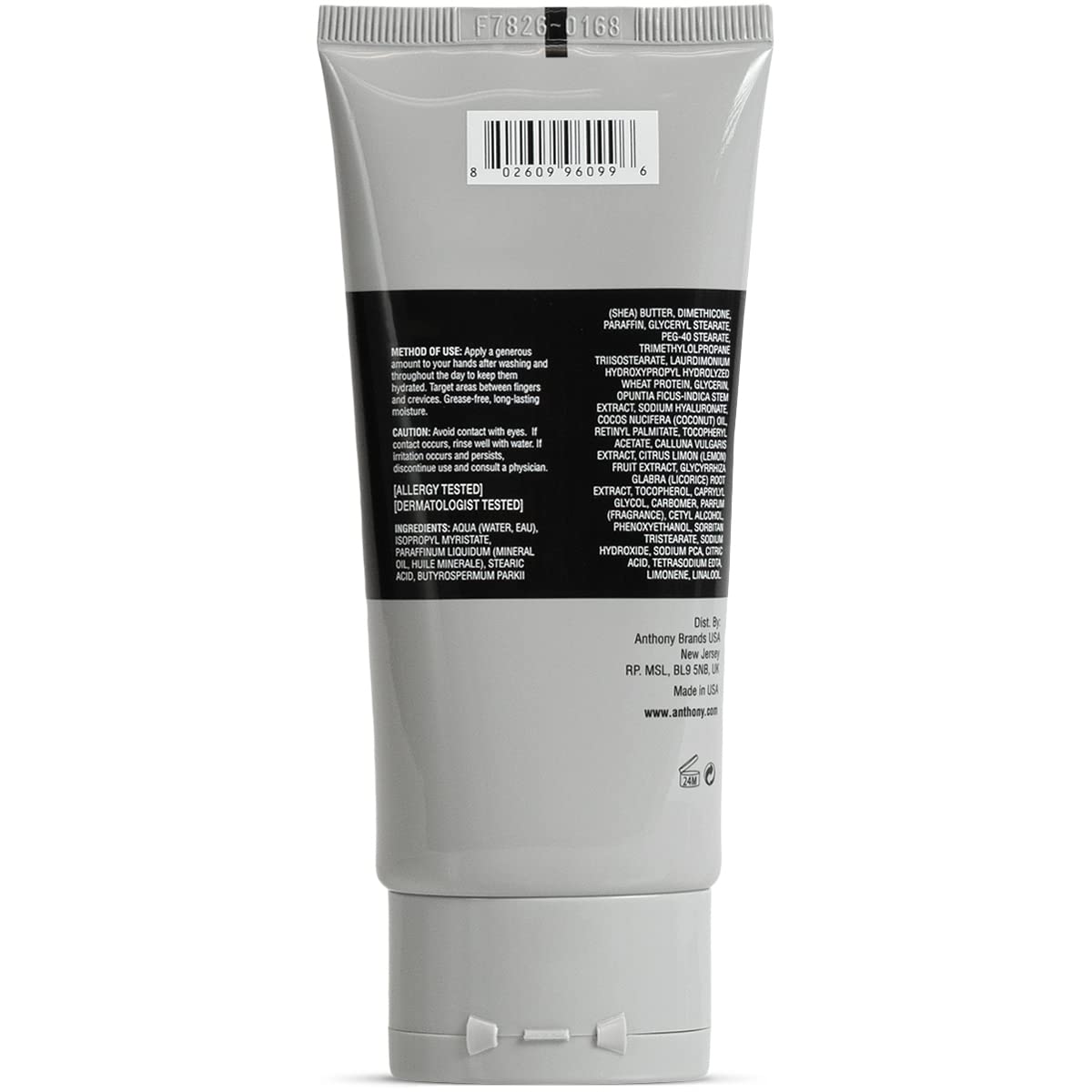 Anthony Hand Cream, 3 Fl Oz, Contains AHAs, Coconut Oil, Shea Butter, Glycerin, Aqua Cacteen; Heals, Hydrates, Soothes Dry, Chapped, Cracked Hands; Diminishes Tough Calluses