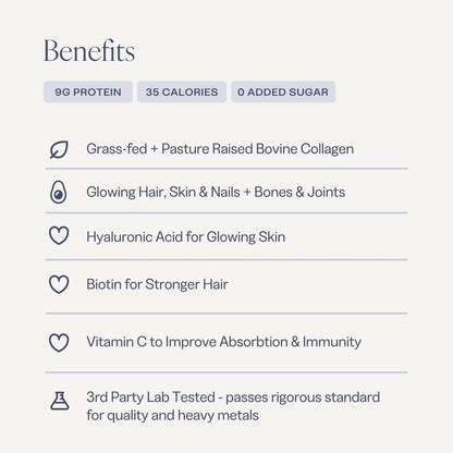 Collagen Powder for Women, Beauty Blend with Vitamin C, Biotin & Hyaluronic Acid, Supports Hair, Skin & Nails, 20 Servings, Grass-Fed Bovine, Unflavored