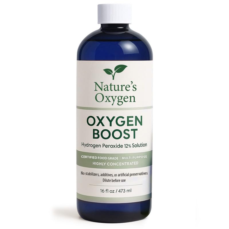 Nature’s Oxygen Food Grade Hydrogen Peroxide 12% Solution, 16 fl oz Pint Bottle, No Added Stabilizers, Highly Concentrated, Made in USA