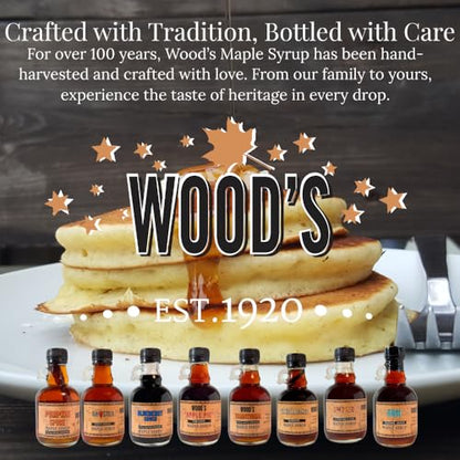 Wood’s Liquid Maple Gold – Vermont Maple Syrup with Real 24K Gold Flakes – Vegan, Plant-Based Sweetener – Small Batch, Artisanal, Luxury Syrup for Gifting, Cocktails, and Gourmet Cuisine – 8.45 oz Glass Bottle