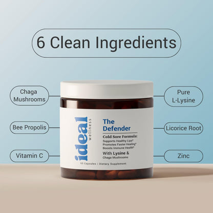 L-Lysine Cold Sore Treatment For Lips With Immune Support - L Lysine 1000mg Capsules, Chaga, Bee Propolis, Vitamin C, Zinc & Licorice Root Extract - Non-GMO, Vegetarian, 60 Capsules for Men and Women