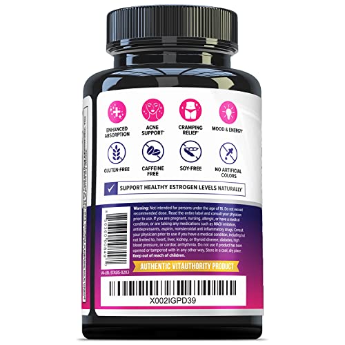 Vitauthority Women's Hormone Balance Supplement - 40:1 Myo-Inositol & D-Chiro Inositol Blend with DIM for Hormone Balance for Women - Women's Health Vitamin for Skin Energy & Cycle Support (1 Month)
