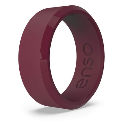 Enso Rings Bevel Classic Silicone Wedding Ring – Hypoallergenic Unisex Wedding Band – Comfortable Band for Active Lifestyle – 8mm Wide, 2.16mm Thick Oxblood