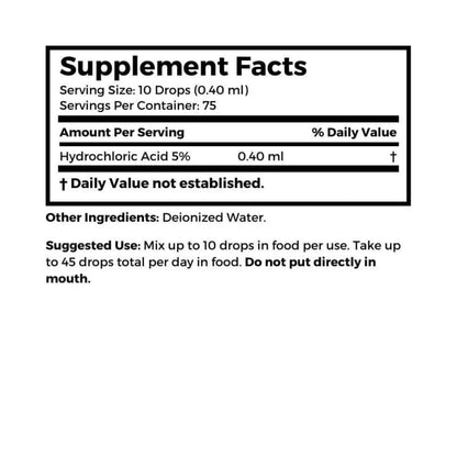Dr. Clark Hydrochloric Acid Drops - Digestive Health, Hydrochloric Acid 5% Solution, Maintain Stomach Acidity, for Better Absorption and Assimilation, 1 Fl. Oz (30 ml)