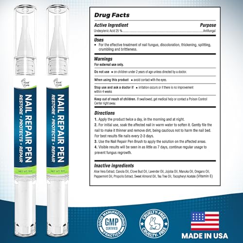 Footcure Toenail Fungus Treatment Extra Strength – 25% Undecylenic Acid Antifungal Pen, Repair & Restore Toenails & Fingernails, Natural Tea Tree & Oregano Oil, Made in USA (2-Pack)