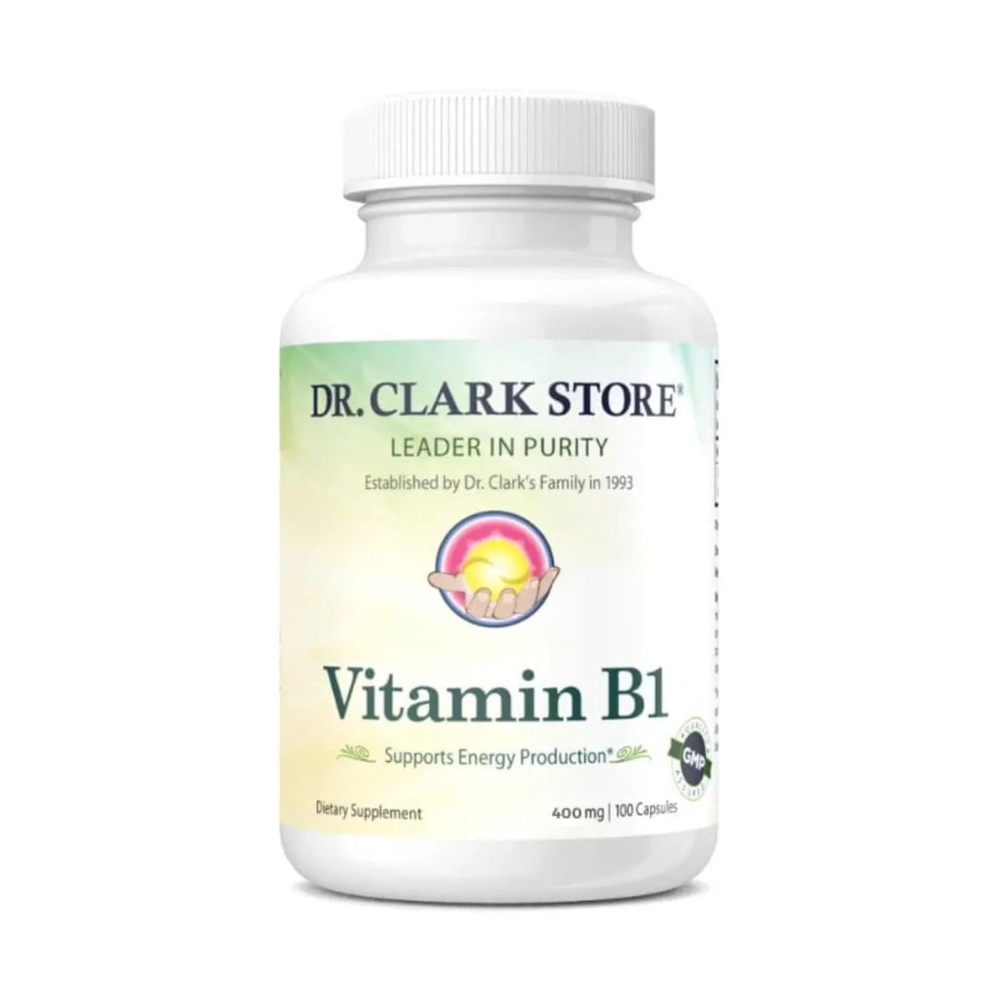 Dr. Clark Vitamin B1 Thiamine 500mg Supplement -Thiamine B1 Supplement for Healthy Nervous System & Energy Metabolism, Gluten-Free, Dairy Free - 100 Gelatin Capsules