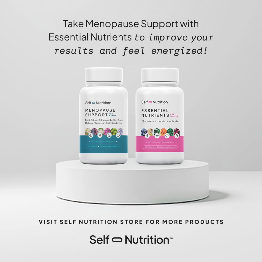 SELF NUTRITION Menopause Support for Women -All-Natural, Hormone-Free Perimenopause & Menopause Support. Unique Blend for Hot Flashes, Mood, Energy, Sleep & More. Vegan, Gluten-Free, 60 Capsules.