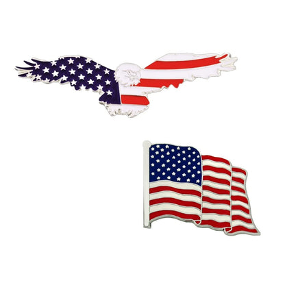 PinMart Patriotic Soaring Eagle Enamel Lapel Pin with Made in USA Silver Waving American Flag Lapel Pin.