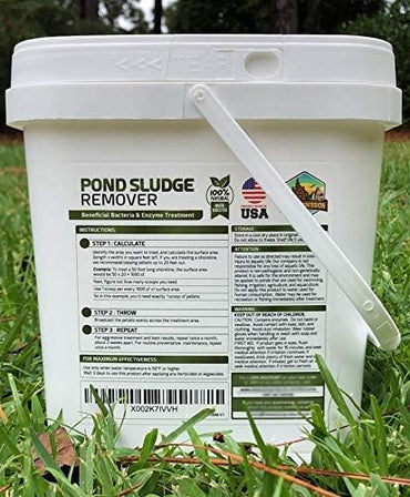 Pond Sludge Remover – 5 Pounds Beneficial Pond Bacteria & Enzyme Treatment - 100% Natural Muck Digester – Safe for All Aquatic Life and Recreation - Made in The USA