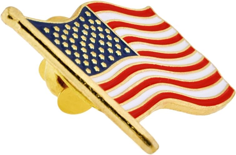 25 Pack - PinMart's Waving American Flag Patriotic Enamel Lapel Pins