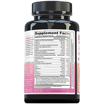 Multivitamin for Women Women’s Daily Multi-Vitamin Supplement with DIM, Iodine, Ashwagandha Supports Youthful Complexion, Healthy Cortisol and Estrogen Balance 30 Day Supply