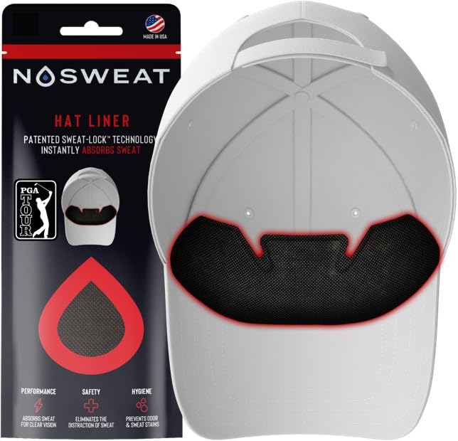 Golf Hat Sweat Liner – Prevents Stains & Odor by NoSweat- Patented Technology Made in The USA