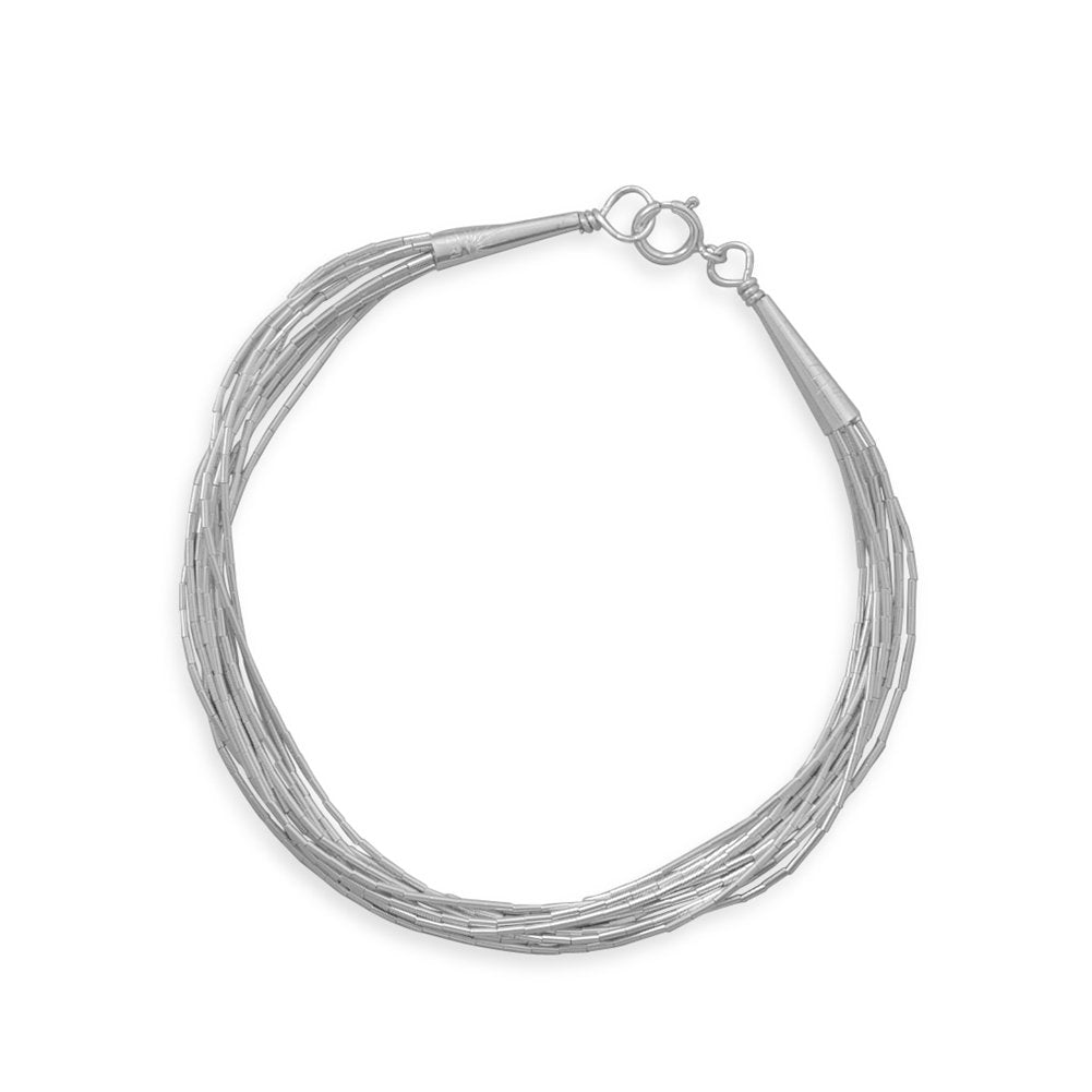 AzureBella Jewelry 10-Strand Liquid Silver Bracelet Layered 7-inch - Made in The USA