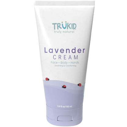 TruKid Lavender Cream - Sensitive Skin Baby Lotion for Newborns, Babies & Toddlers, All Natural Ingredient Skin Care for Kids Enriched with Shea Butter, Cocoa, Grape Seed Oil & Vitamin E, 3.4oz