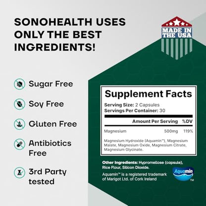 Spectrum 5 Magnesium Complex for Women & Men | Patented Aqua-Ionic® 5X Absorption Technology | 500mg Glycinate, Citrate, Malate + 72 Trace Minerals | Deep Sleep, Leg Cramp Relief & Calm | Non-Laxative