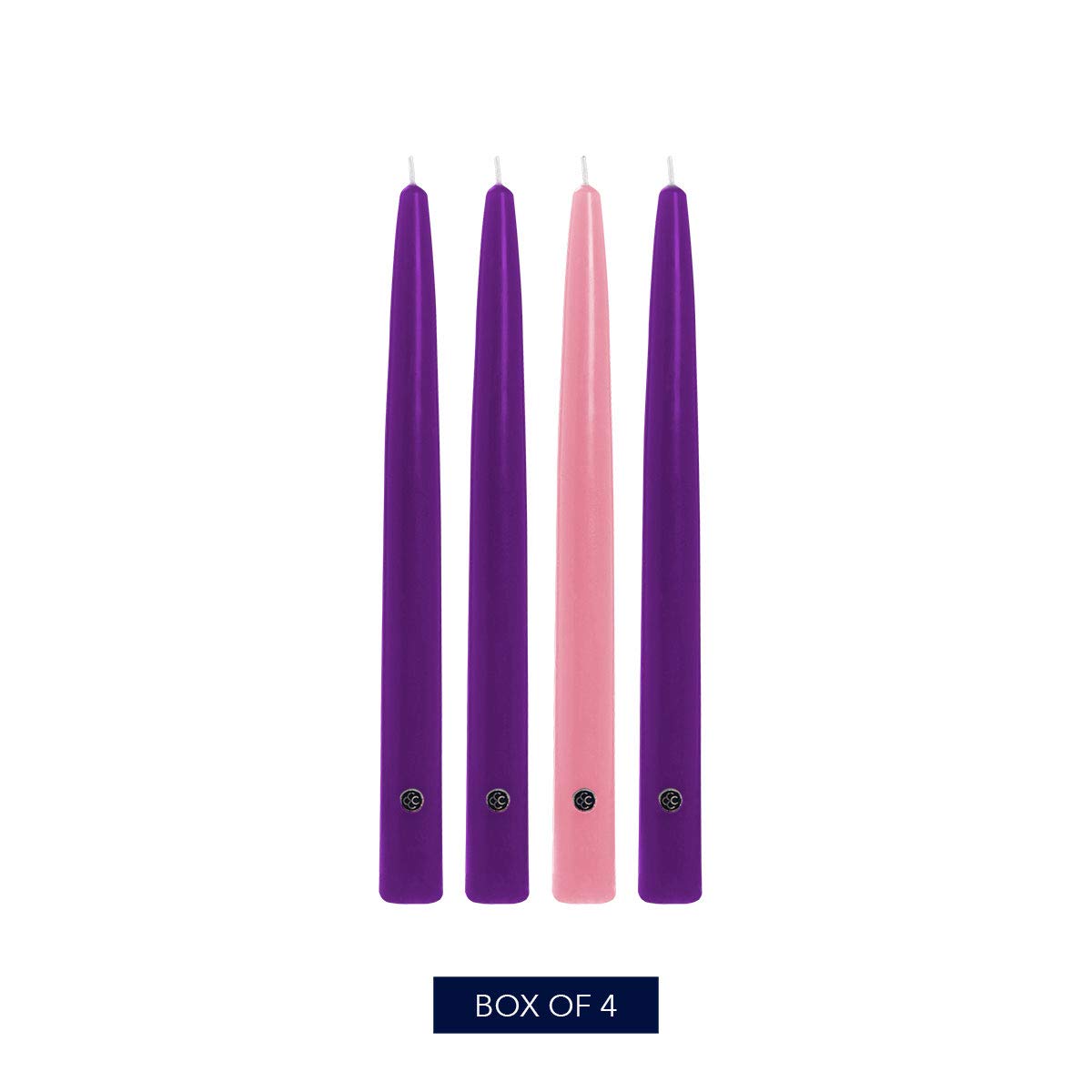 Colonial Candle 12 Inch Unscented Advent Candle Set (Set of 4), Virtually Dripless Taper Candles, Premium Wax with Cotton Wick, Up to 10 Hour Burn - Made in The USA