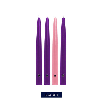 Colonial Candle 12 Inch Unscented Advent Candle Set (Set of 4), Virtually Dripless Taper Candles, Premium Wax with Cotton Wick, Up to 10 Hour Burn - Made in The USA