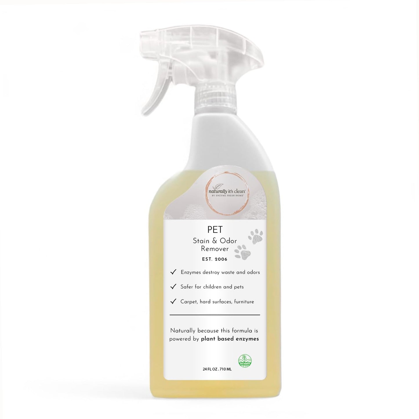 naturally it's clean Enzyme Pet Stain & Odor Remover | Plant-Based Cleaner for Dog Poop, Cat Urine, Vomit & More | Powerful Odor Eliminator | Biodegradable & Safe for Pets | Made in USA