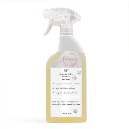 naturally it's clean Enzyme Pet Stain & Odor Remover | Plant-Based Cleaner for Dog Poop, Cat Urine, Vomit & More | Powerful Odor Eliminator | Biodegradable & Safe for Pets | Made in USA
