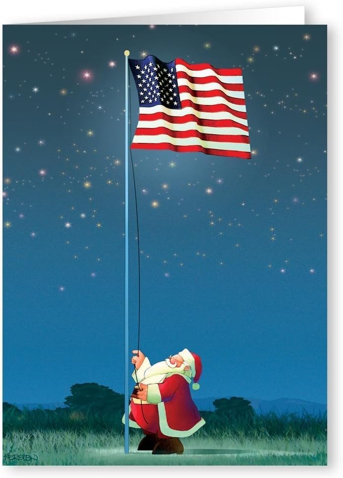 Stonehouse Collection | Patriotic Christmas Card | 18 American Flag Cards & Envelopes | American Flag - USA Made (Standard)