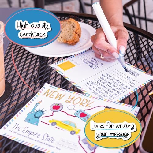 A Brighter Year Color Your Own Postcard - Utah State - 5"x 7", Premium Quality, Sturdy Cardstock, Sized for Mailing, Illustrations - Stress & Anxiety Relief