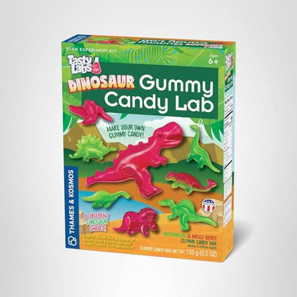 Thames & Kosmos Dinosaur Gummy Candy Lab, Tasty Labs STEM Experiment Kit, Make Your Own Dinosaur-Shaped Gummies, Explore Chemistry in Cooking, Safe to Eat, Ages 6+, Made in USA