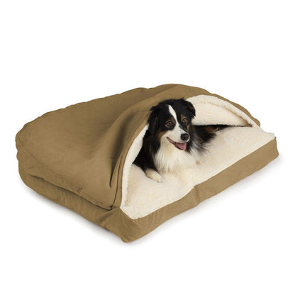 Snoozer Pet Products Luxury Rectangle Cozy Cave Dog Bed with Microsuede, Small, Camel