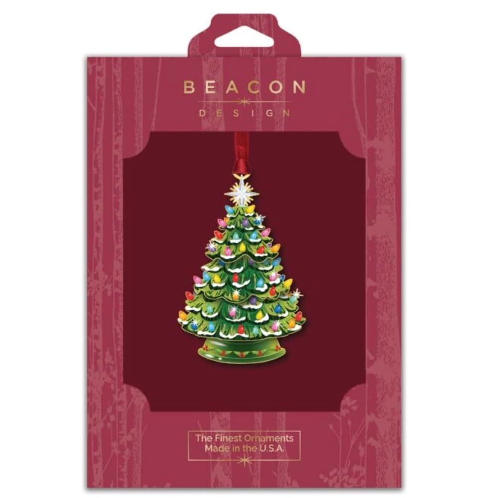 Beacon Design Nostalgic Christmas Tree Ornaments - Christmas Lights Hanging Tree Decorations, 100% Brass Xmas Ornament Decor, Shatterproof Christmas or Home Decorations, Made in USA